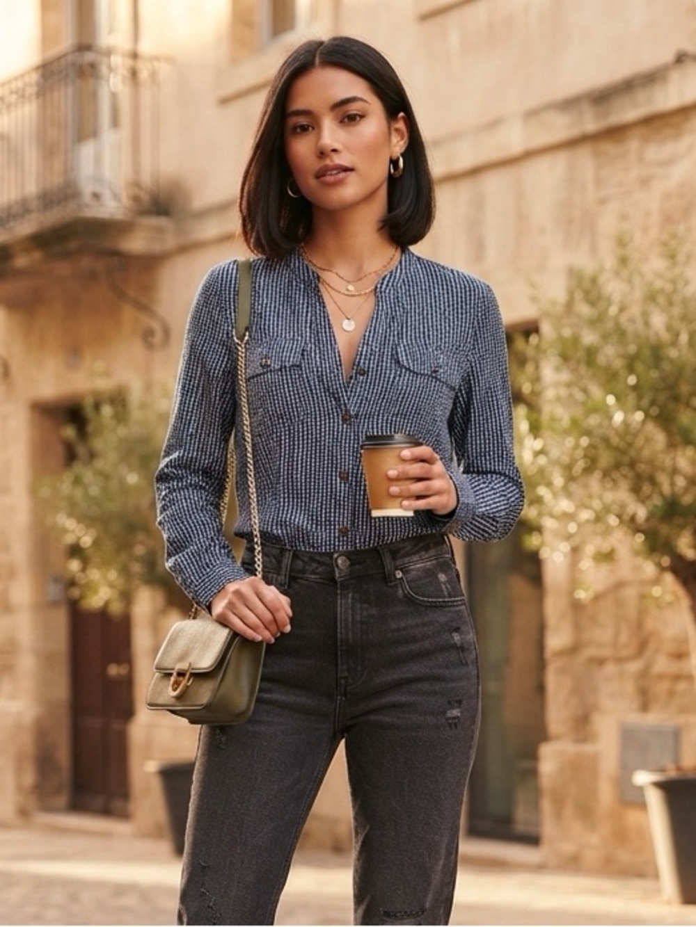 Organic Cotton Button Down Blouse